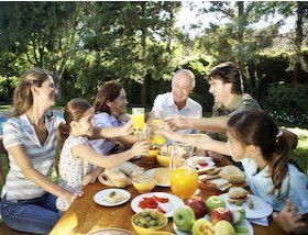 Family at a summer meal