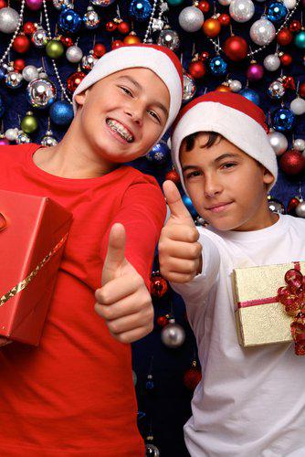 Two kids at Christmas